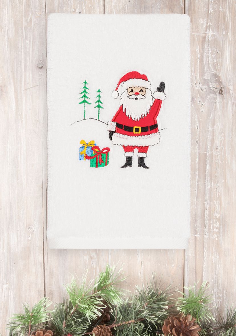 Christmas Santa Waving - Embroidered Luxury Turkish Cotton Hand Towel