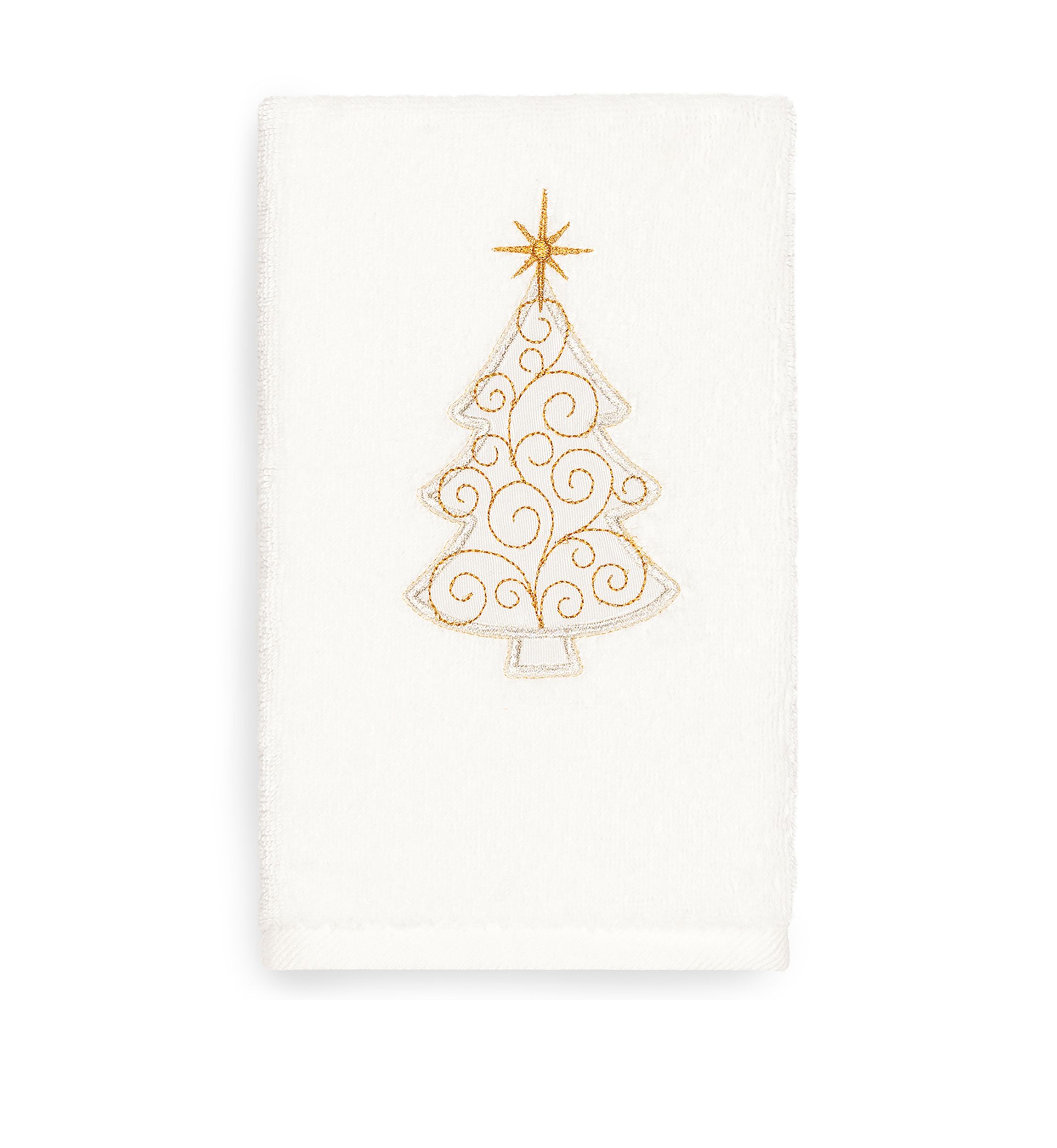 Christmas Scroll Tree Embroidered Luxury Turkish Cotton Hand Towel