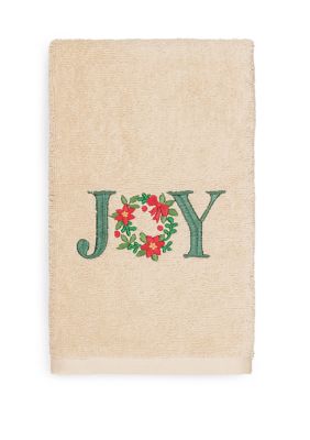 Christmas Joy Embroidered Luxury Turkish Cotton Hand Towel