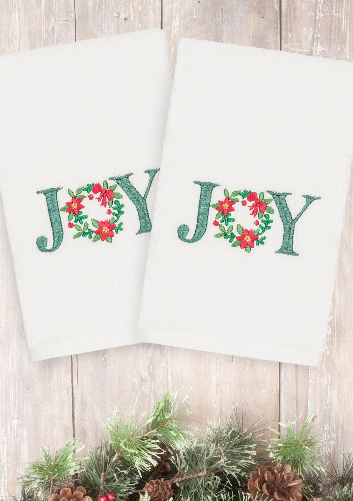 Christmas Joy Embroidered Luxury Turkish Cotton Hand Towel