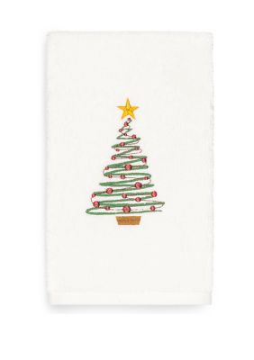 Christmas Tree Embroidered Luxury Turkish Cotton Hand Towel