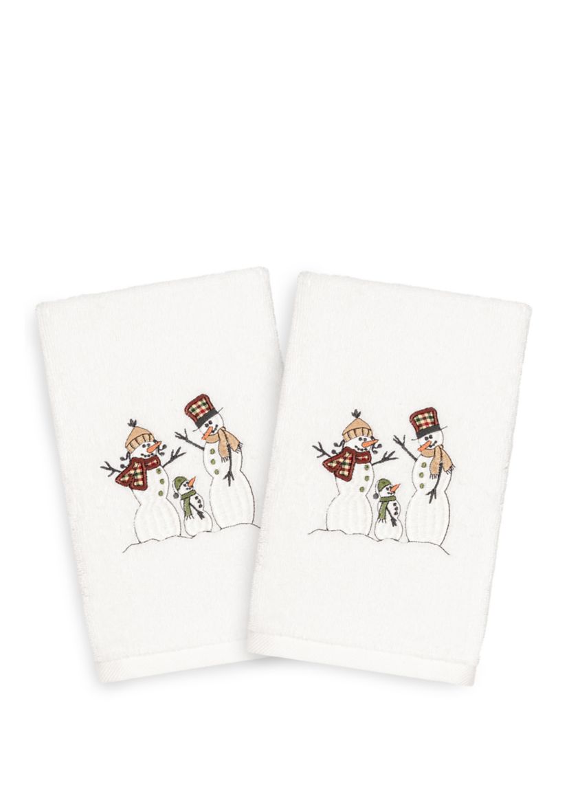 Christmas Snow Family Embroidered Luxury Turkish Cotton Hand Towel