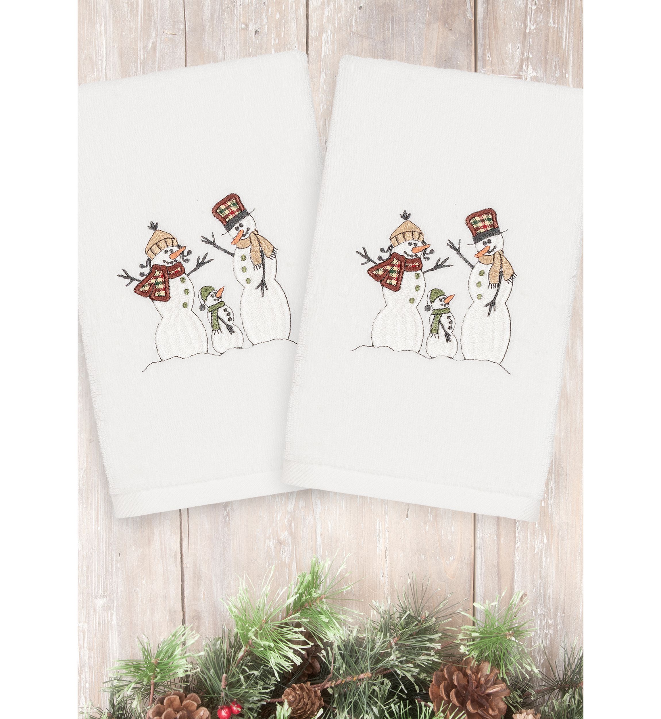 Christmas Snow Family Embroidered Luxury Turkish Cotton Hand Towel
