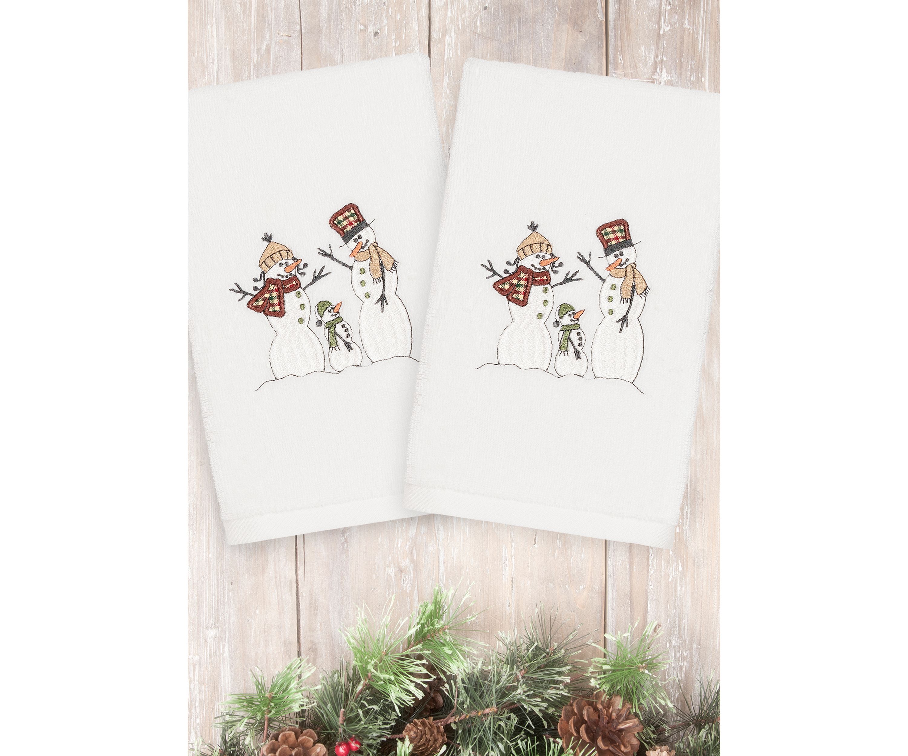 Christmas Snow Family Embroidered Luxury Turkish Cotton Hand Towel