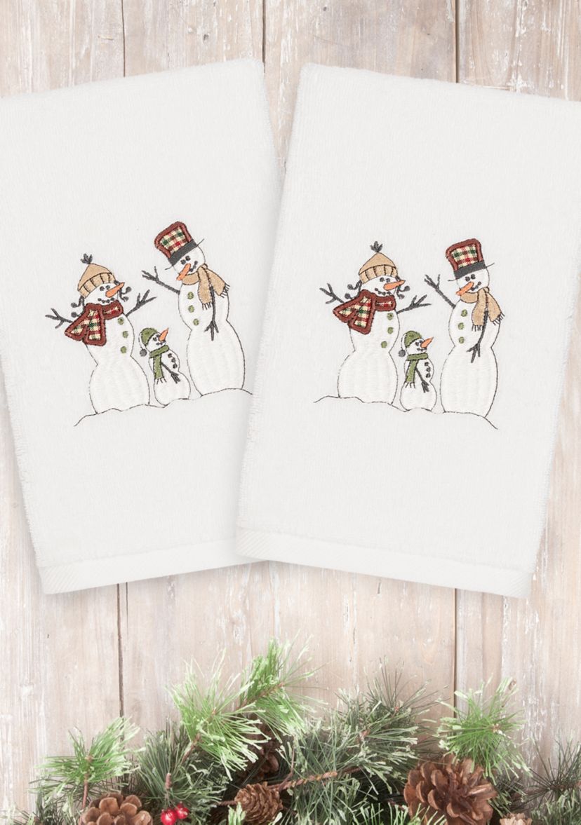Christmas Snow Family Embroidered Luxury Turkish Cotton Hand Towel