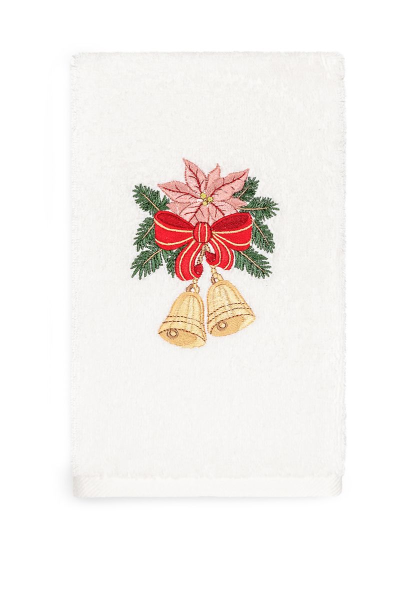 Christmas Bells Embroidered Luxury Turkish Cotton Hand Towel