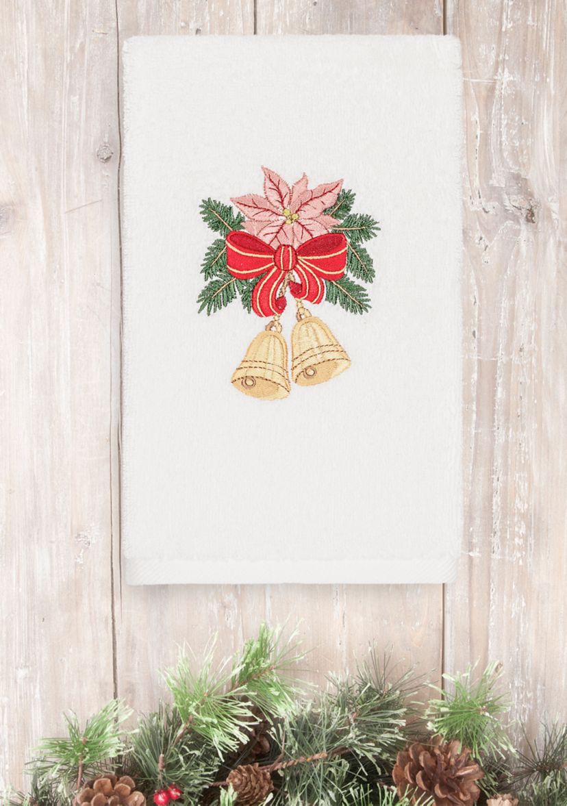 Christmas Bells Embroidered Luxury Turkish Cotton Hand Towel
