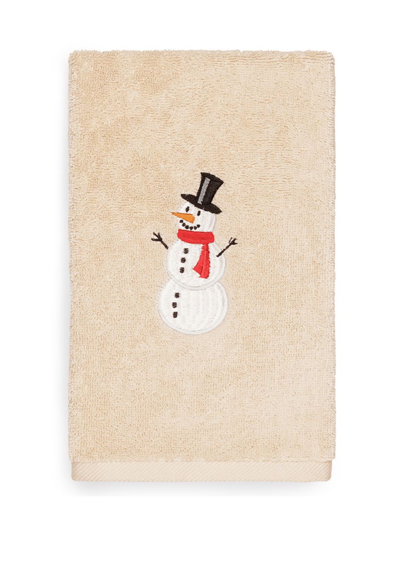 Snowman Embroidered Luxury Turkish Cotton Hand Towel Set of 2