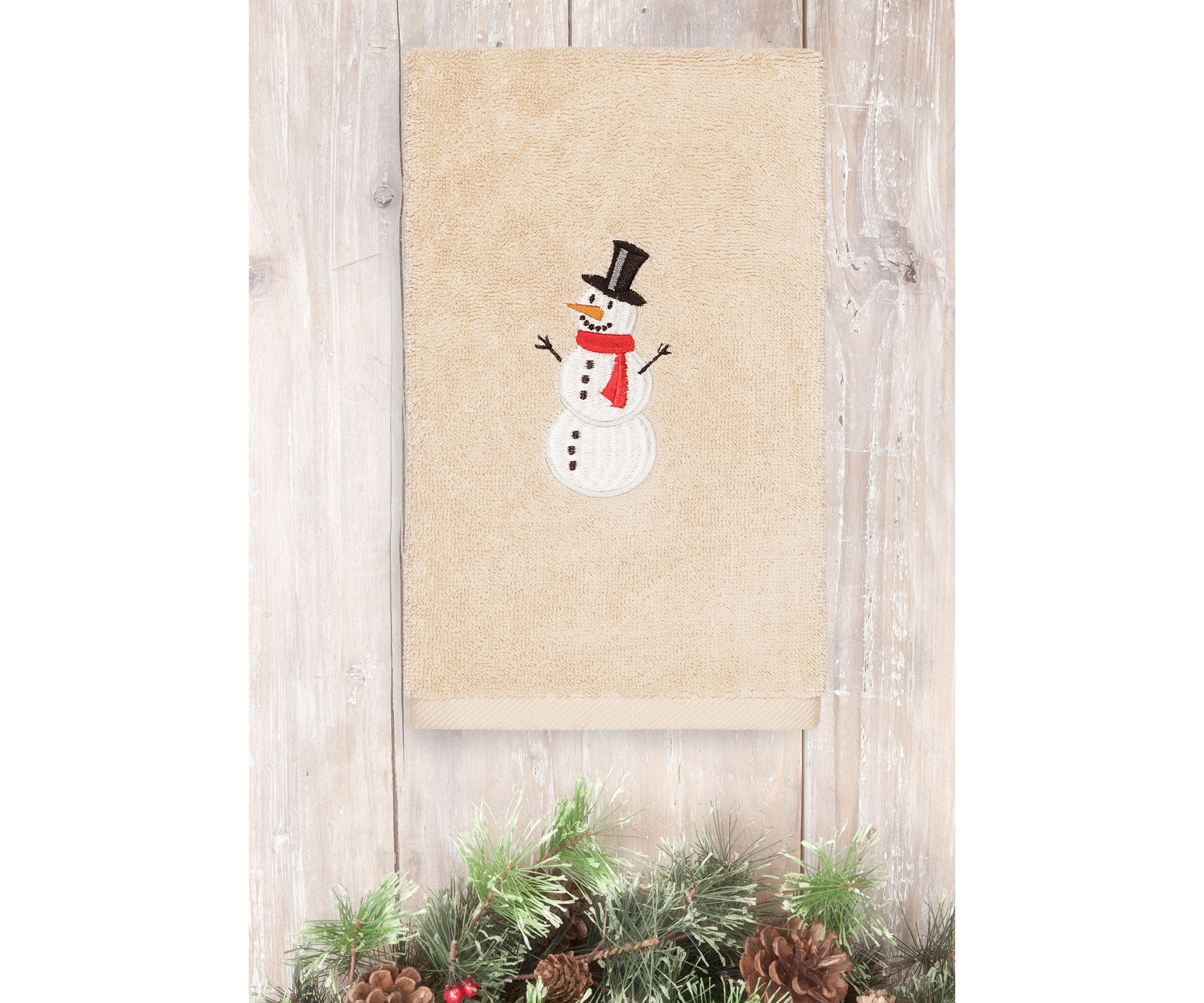 Snowman Embroidered Luxury Turkish Cotton Hand Towel Set of 2