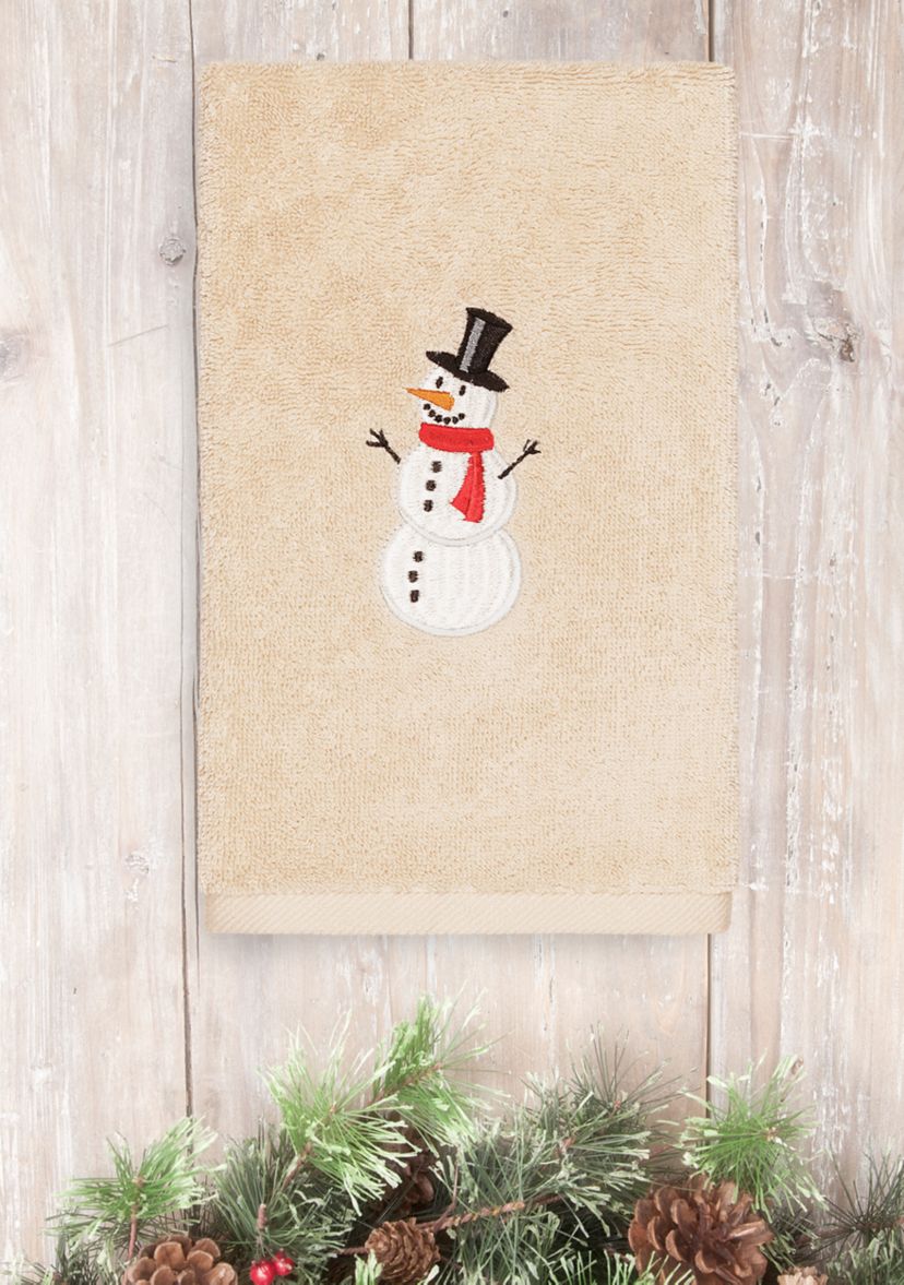 Snowman Embroidered Luxury Turkish Cotton Hand Towel Set of 2