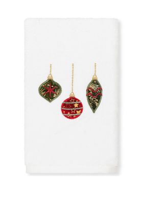 Linum Home Textiles Christmas Ornaments - Embroidered Luxury Turkish Cotton Hand Towel, White