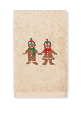 Linum Home Textiles Gingerbread - Embroidered Luxury Turkish Cotton Hand Towel, Sand