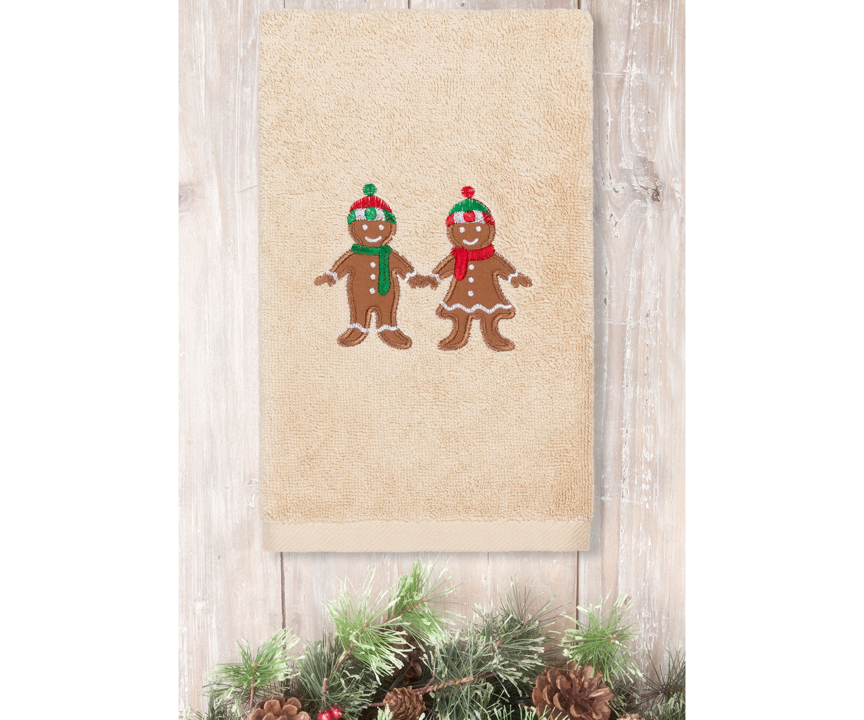 Gingerbread - Embroidered Luxury Turkish Cotton Hand Towel
