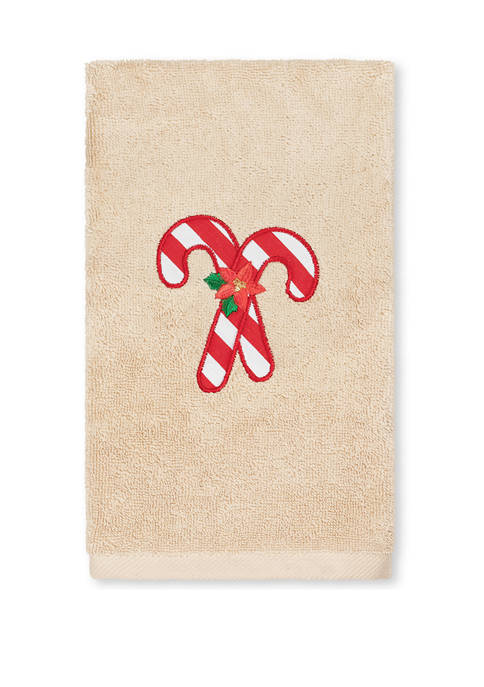Christmas Candy Canes - Embroidered Luxury Turkish Cotton Hand Towel