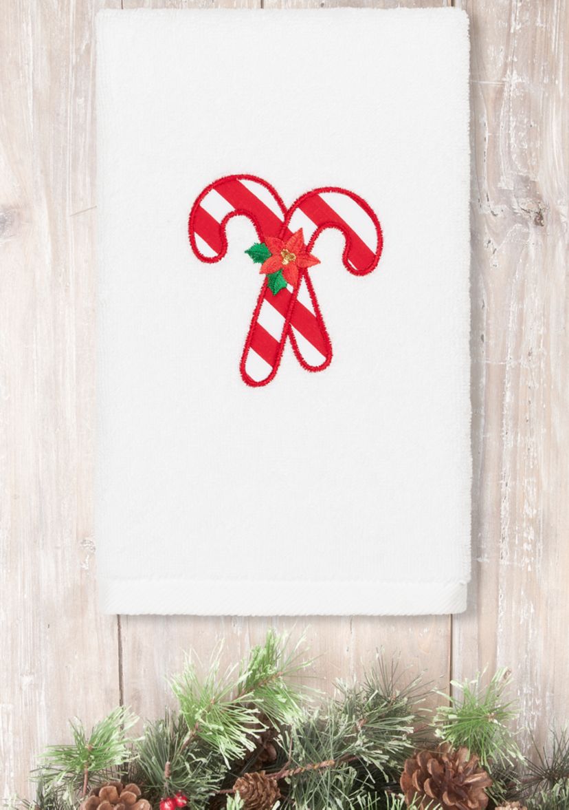 Christmas Candy Canes - Embroidered Luxury Turkish Cotton Hand Towel