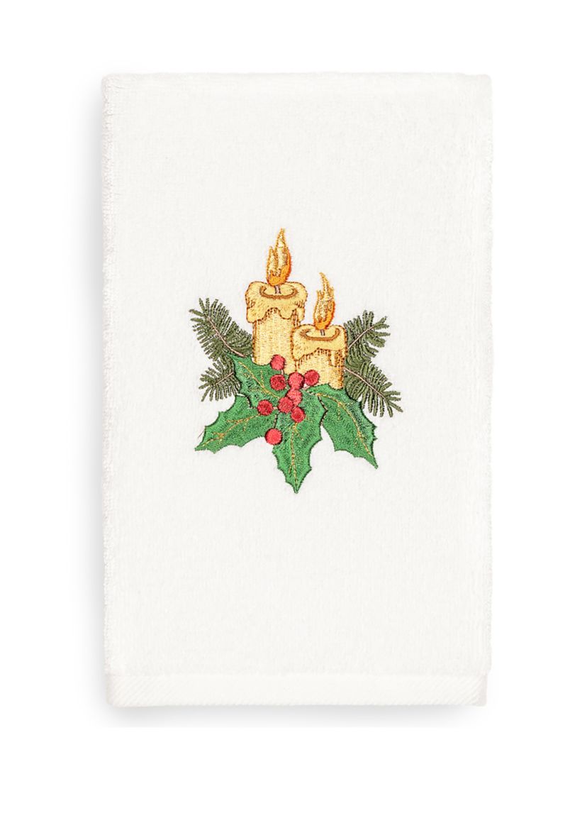 Christmas Candles - Embroidered Luxury Turkish Cotton Hand Towel