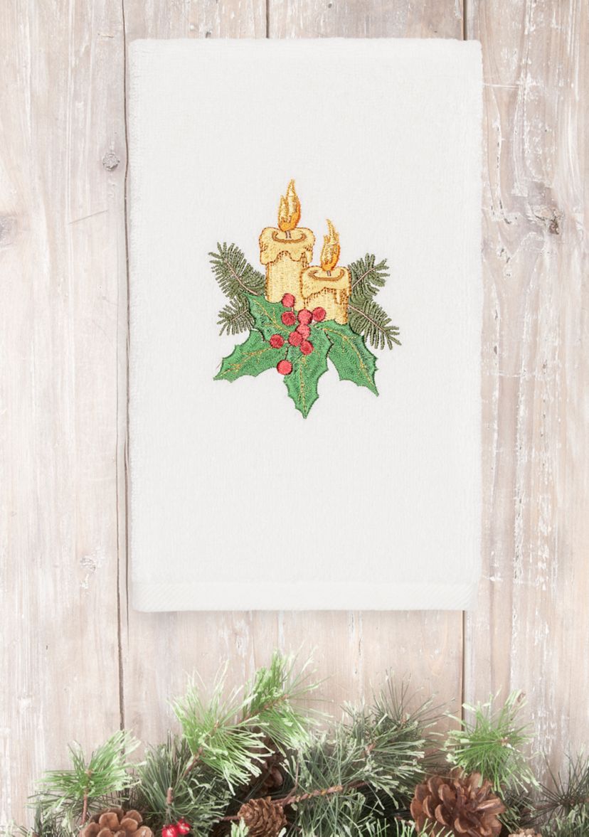 Christmas Candles - Embroidered Luxury Turkish Cotton Hand Towel