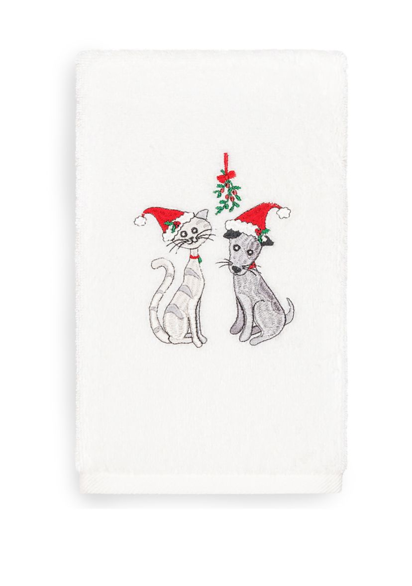 Christmas Cute Couple - Embroidered Luxury Turkish Cotton Hand Towel