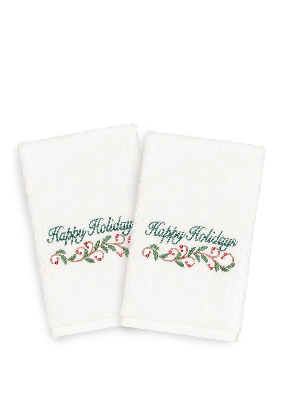 Christmas Happy Holidays Embroidered Luxury Hand Towel Set