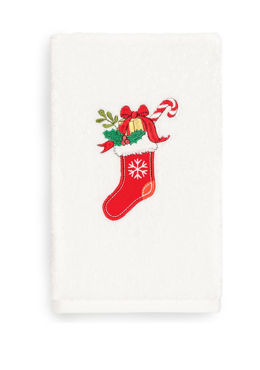 Christmas Stocking Embroidered Luxury Turkish Cotton Hand Towel