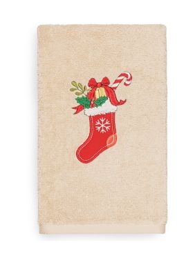 Christmas Stocking Embroidered Luxury Turkish Cotton Hand Towel