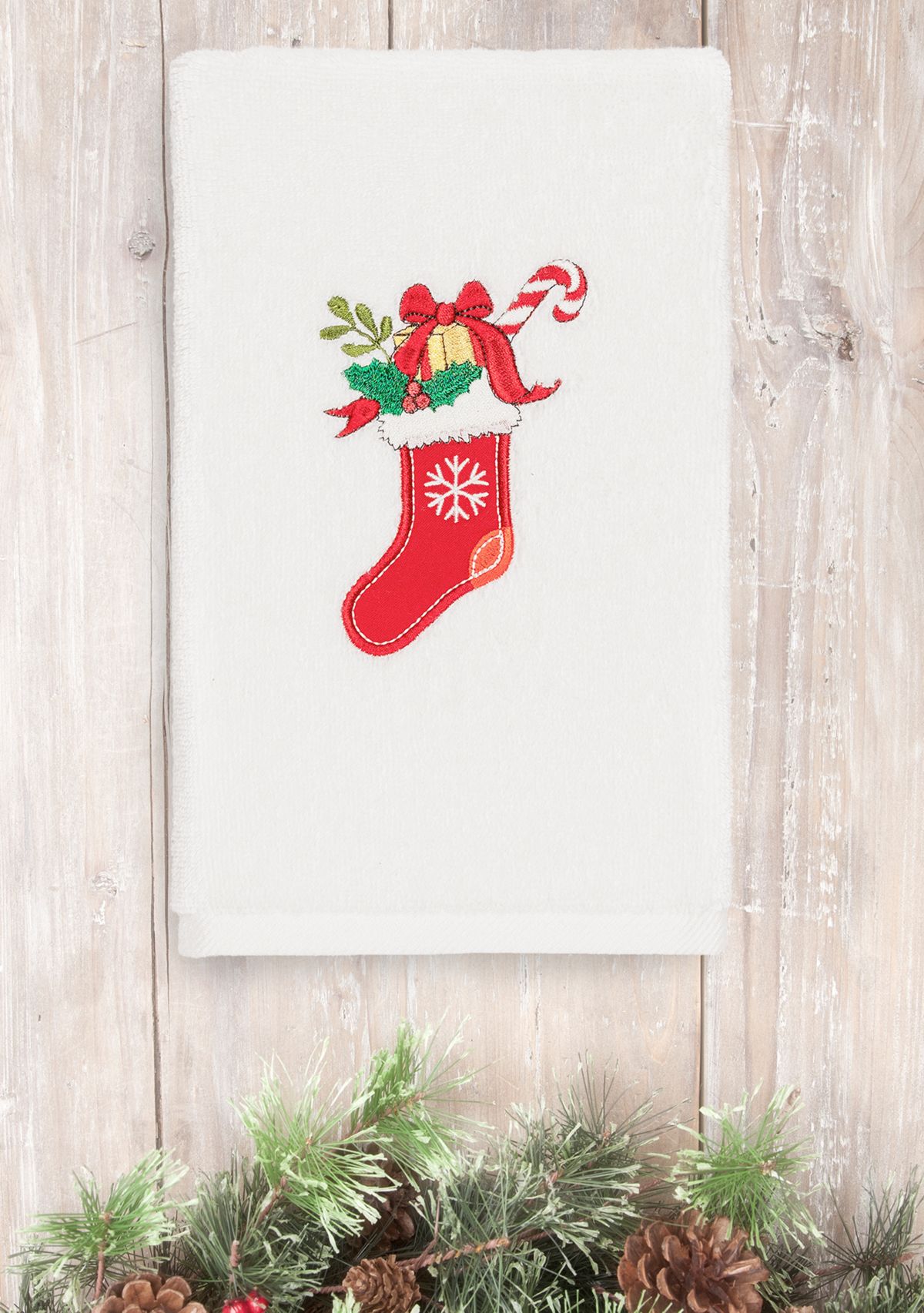 Christmas Stocking Embroidered Luxury Turkish Cotton Hand Towel