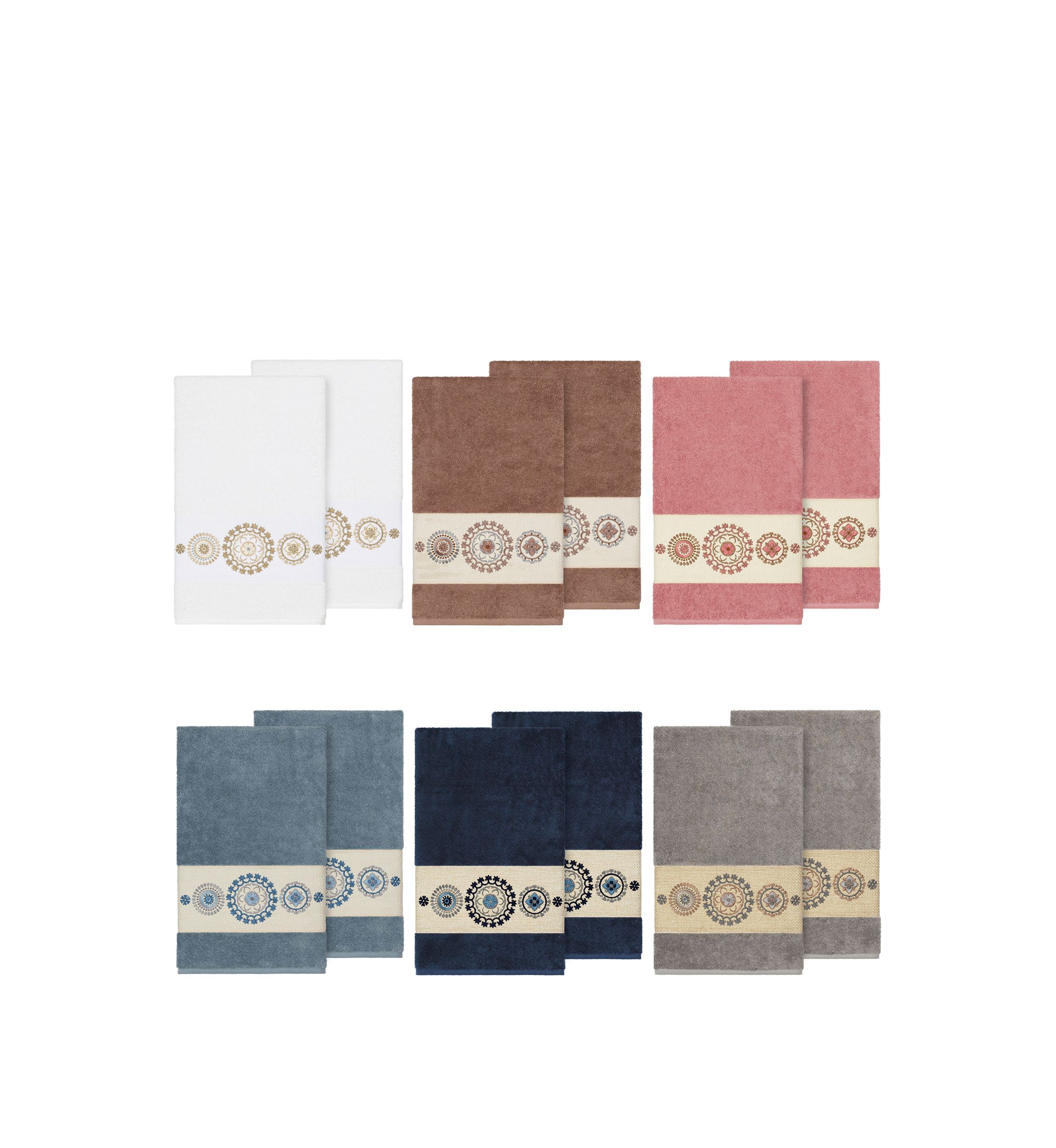 Isabelle 2 Piece Embellished Bath Towel Set
