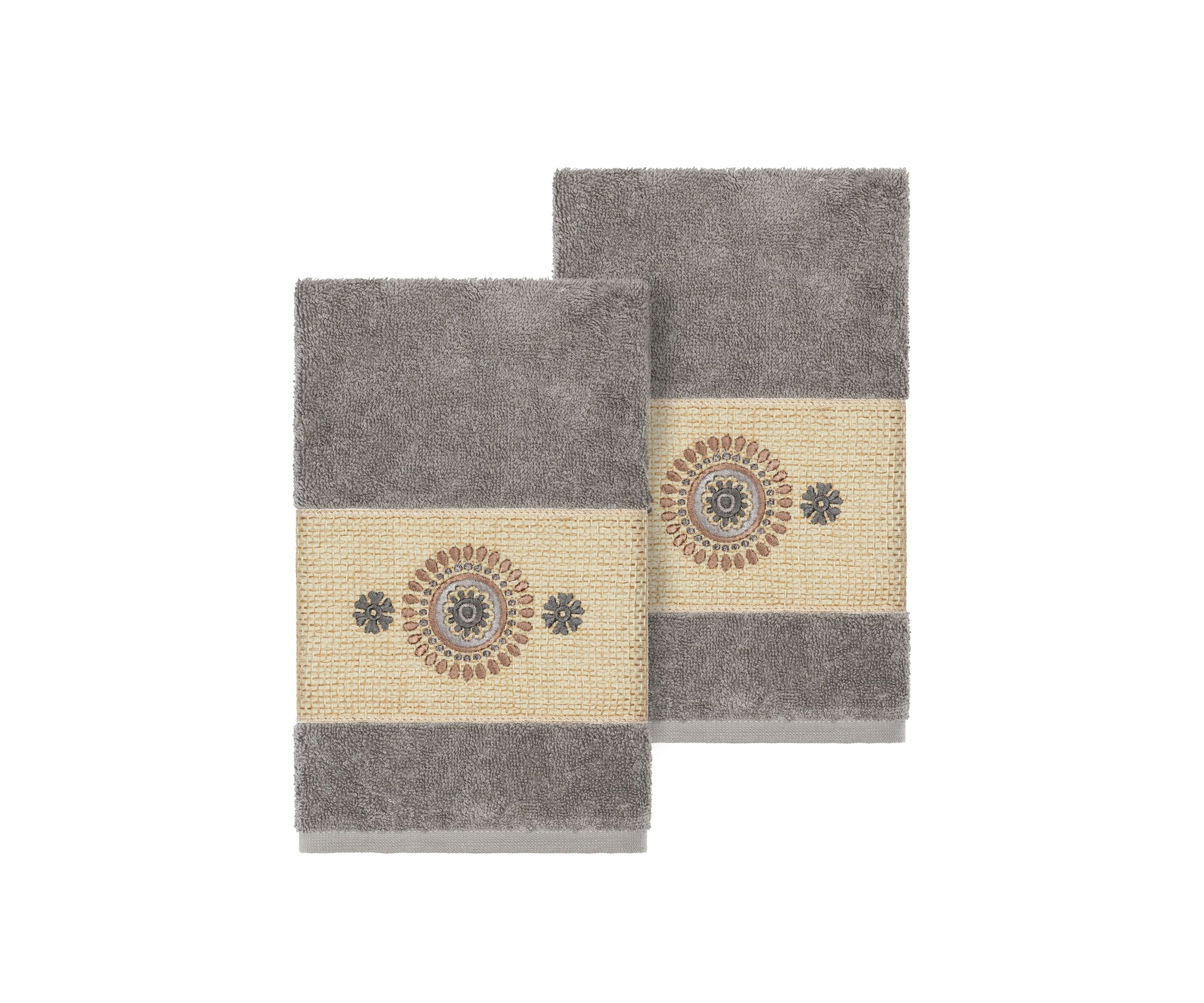 Isabelle 2 Piece Embellished Hand Towel Set