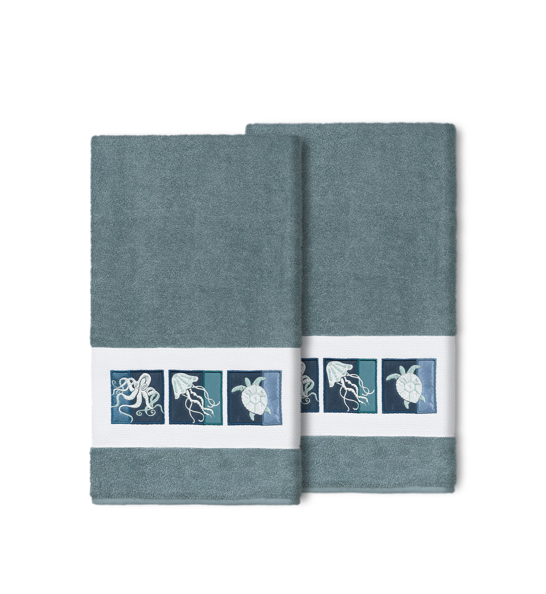 Ava 2 Piece Embellished Bath Towel Set