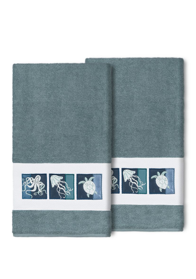 Ava 2 Piece Embellished Bath Towel Set