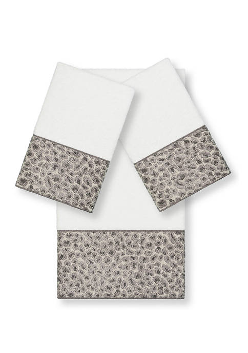 Linum Home Textiles Spots 3 Piece Embellished Towel