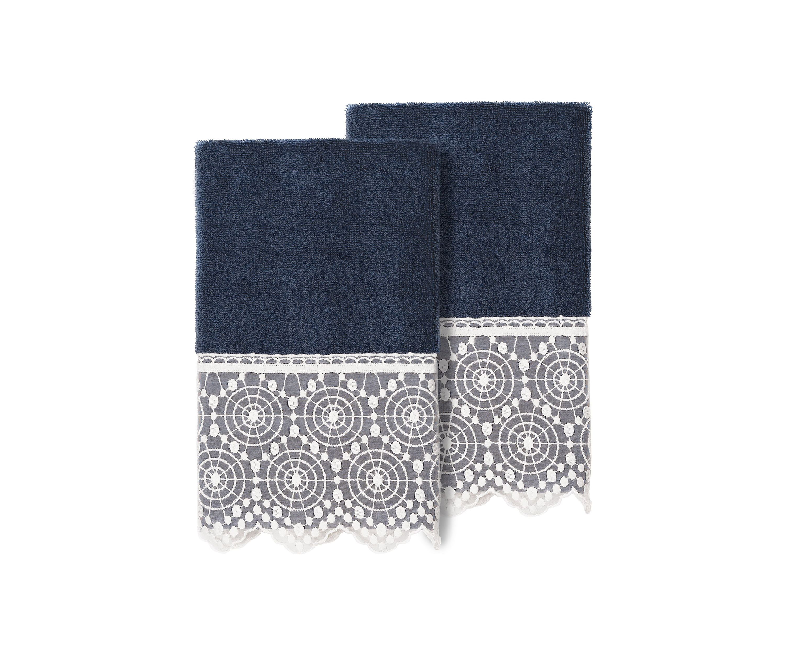 ARIAN 2PC Cream Lace Embellished Hand Towel Set