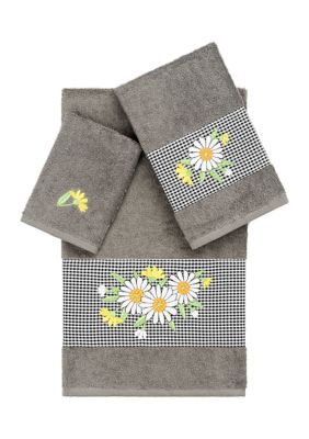 Linum Home Textiles DAISY 3PC Embellished Towel Set