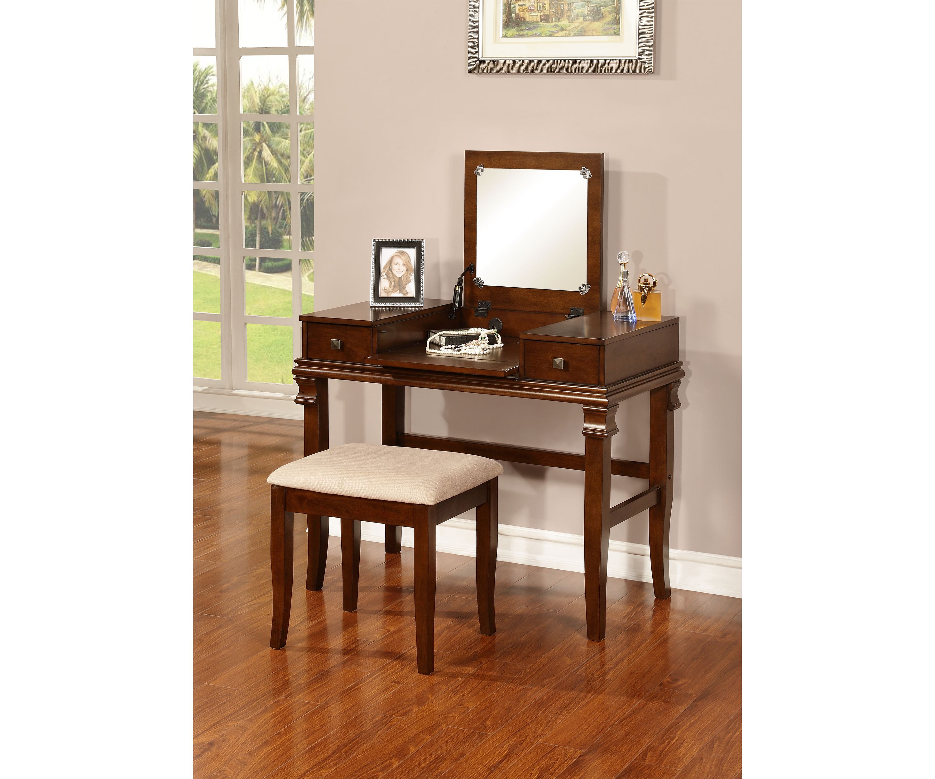 Zoey Walnut Vanity Set