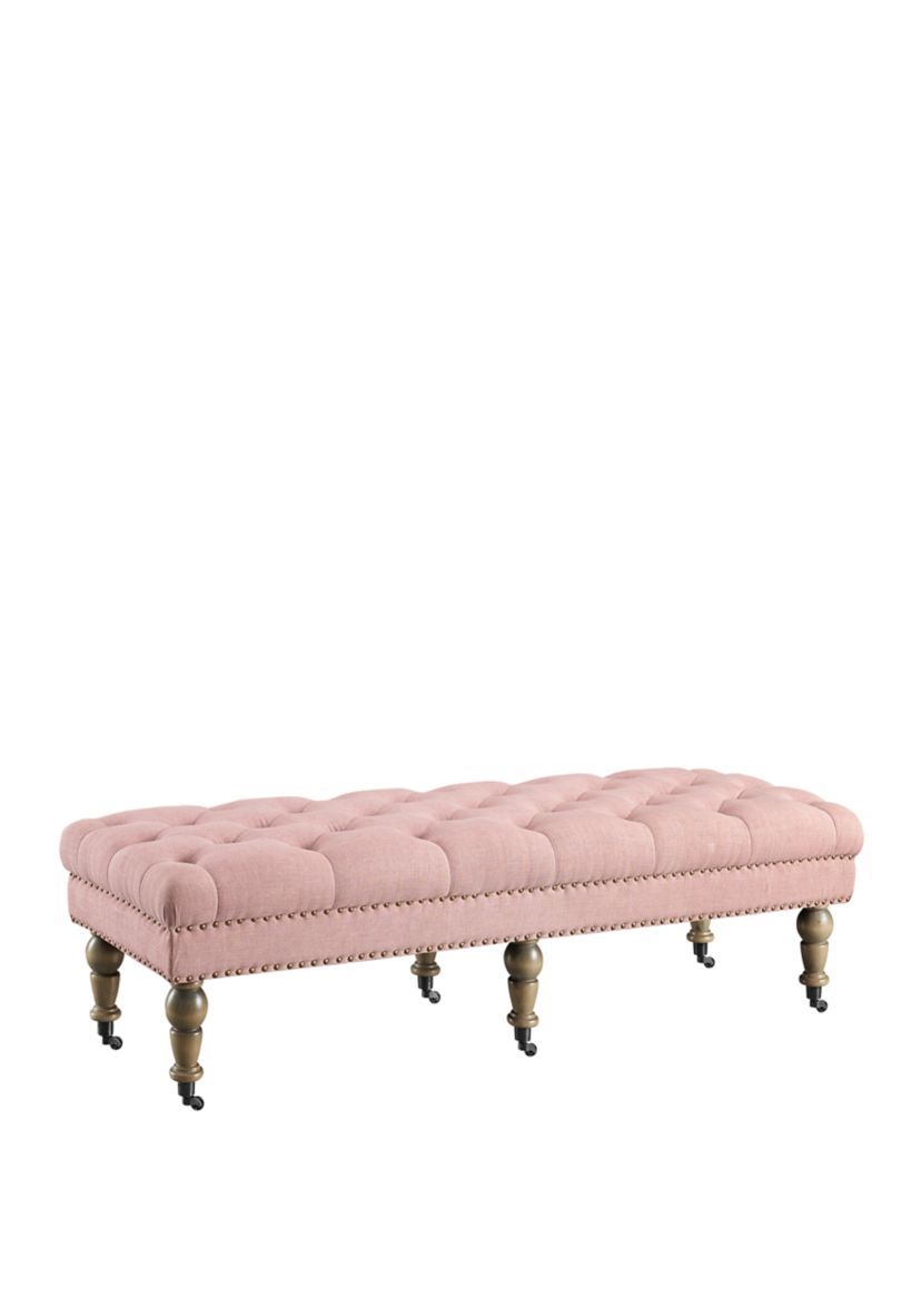 Linon Home Décor Products 62 Inch Livia Washed Pink Linen Bench | Belk