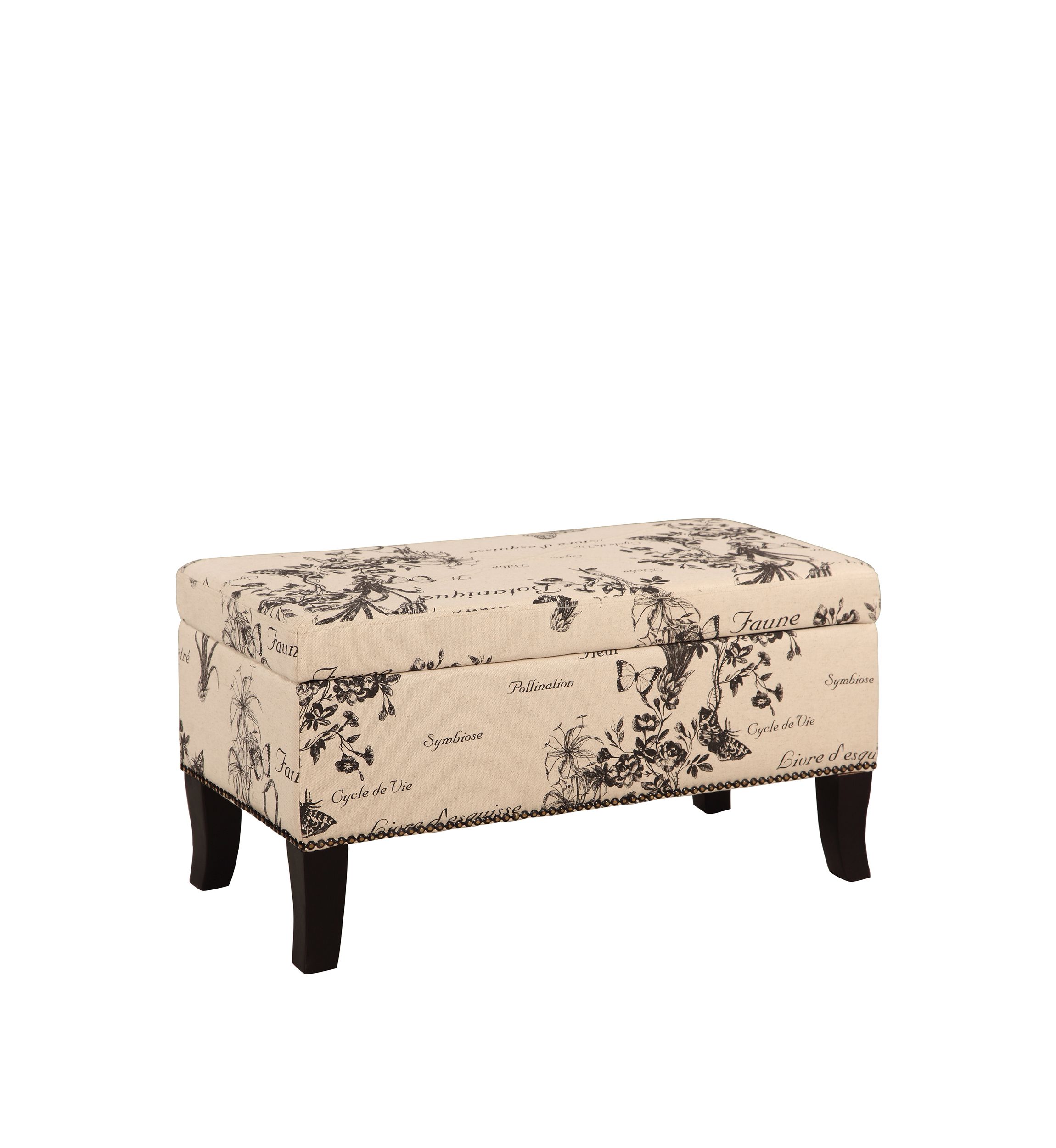 Mattie Botanical Linen Ottoman