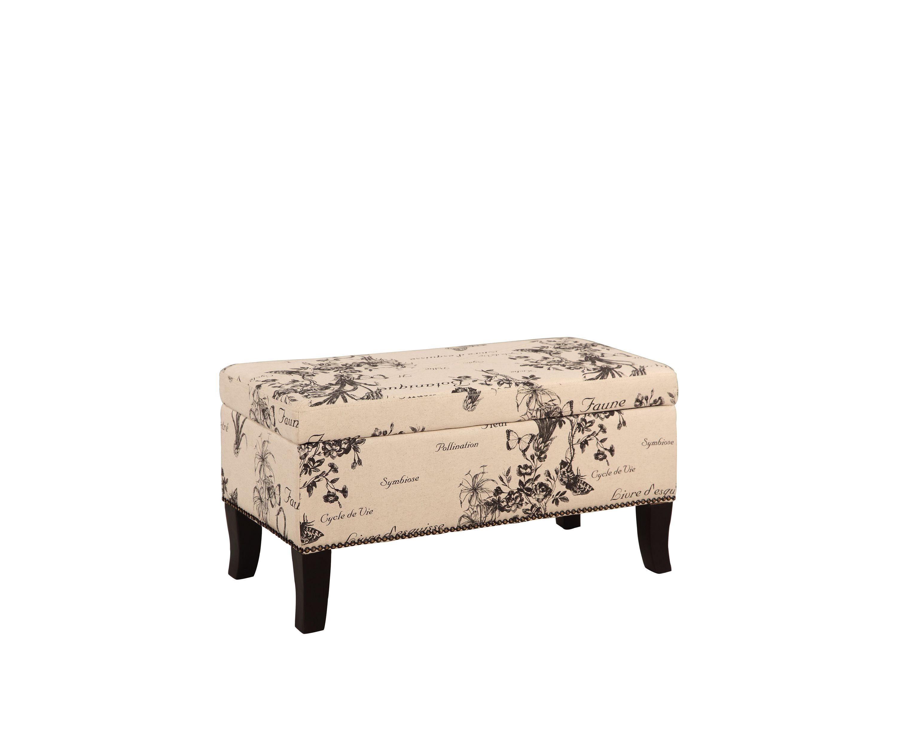 Mattie Botanical Linen Ottoman