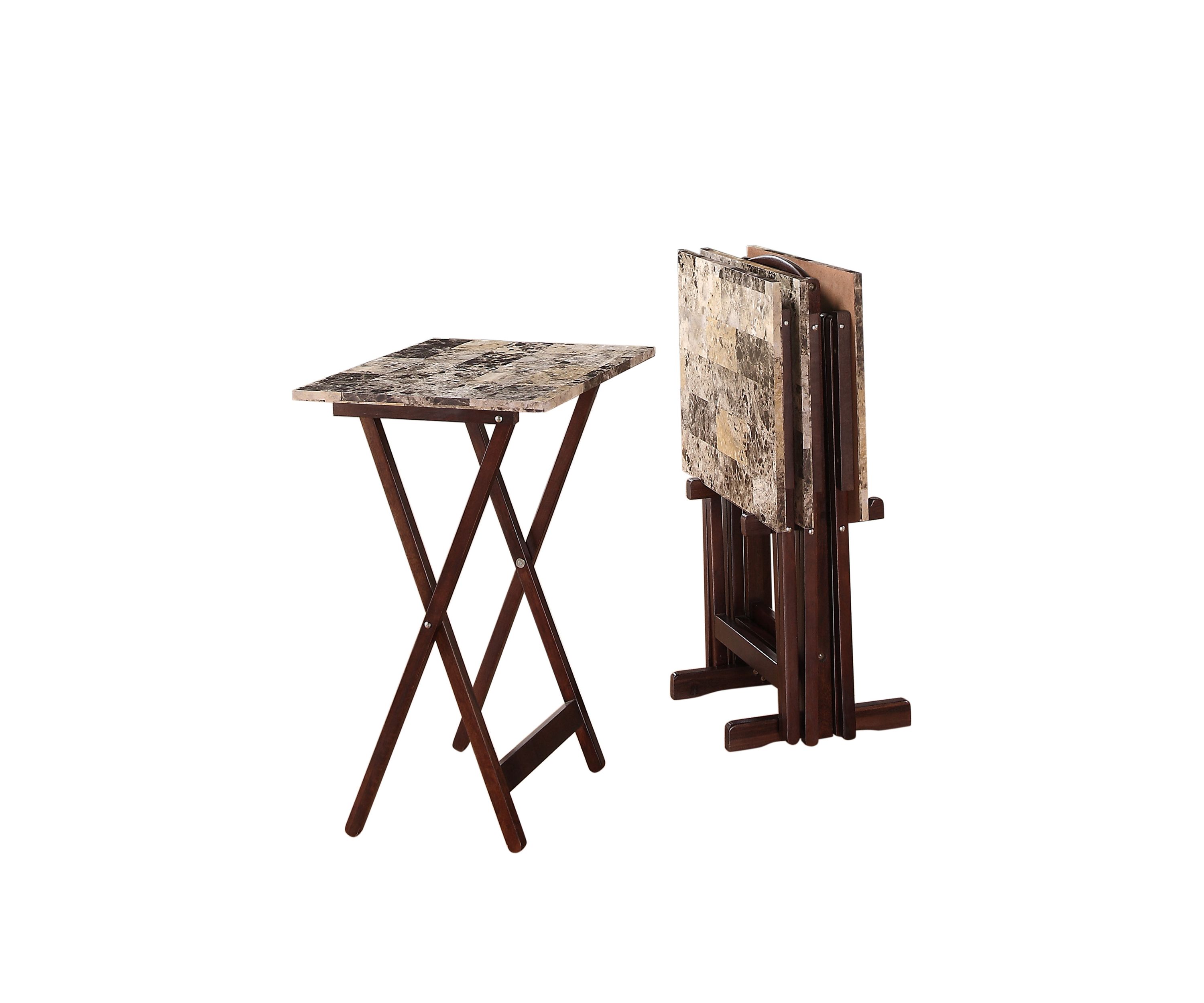 	  Noel Brown Faux Marble Tray Table  