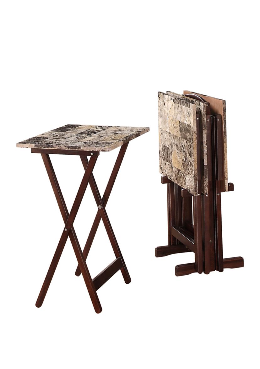 	  Noel Brown Faux Marble Tray Table  