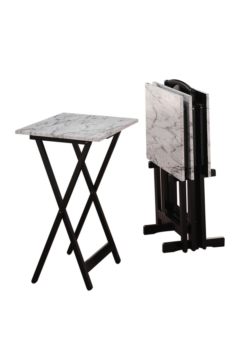 Noel White Faux Marble Tray Set
