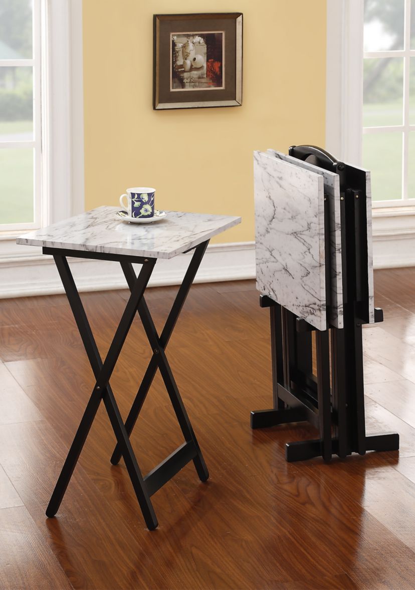 Noel White Faux Marble Tray Set