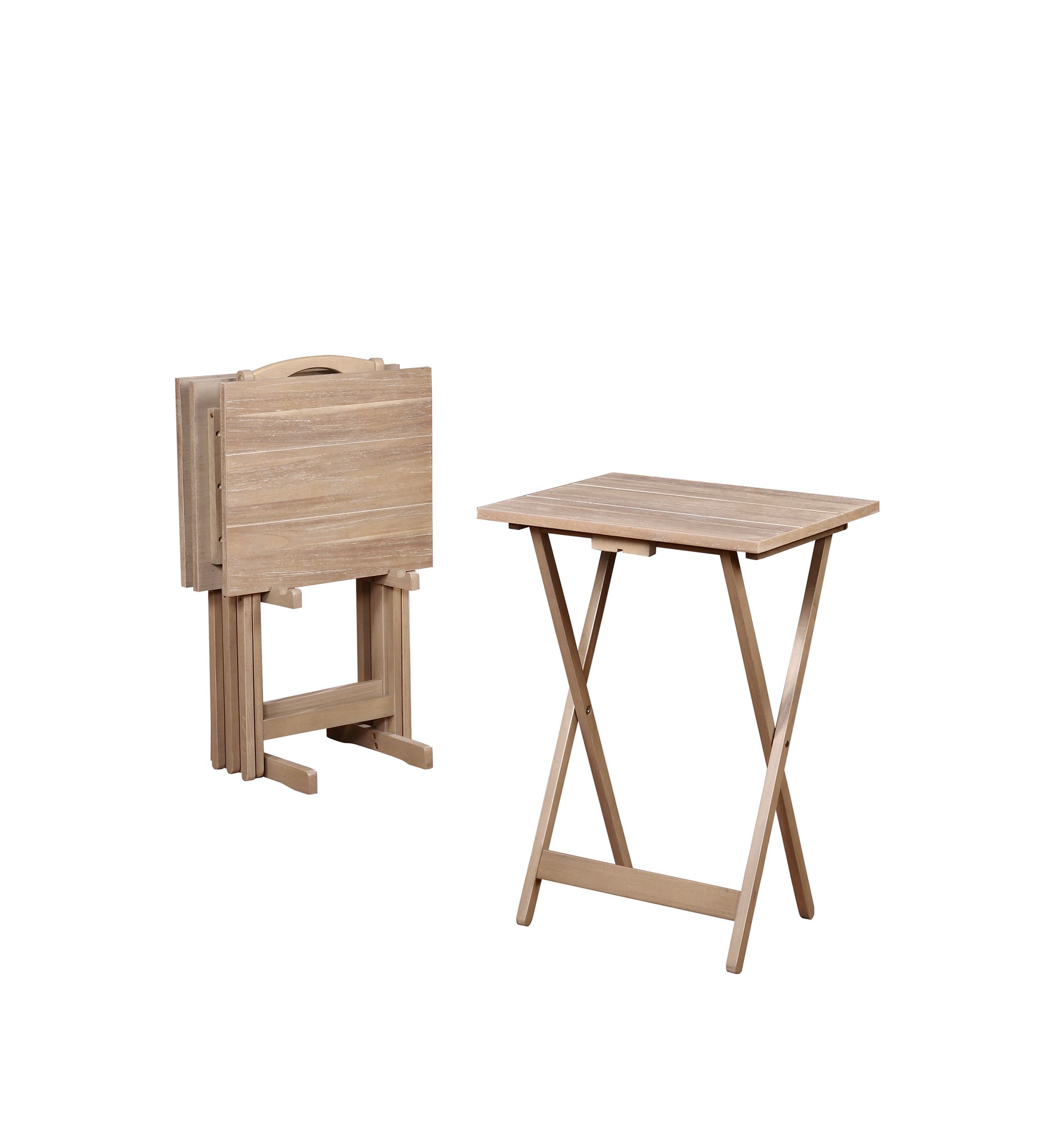 Vance Gray Acacia Tray Table Set