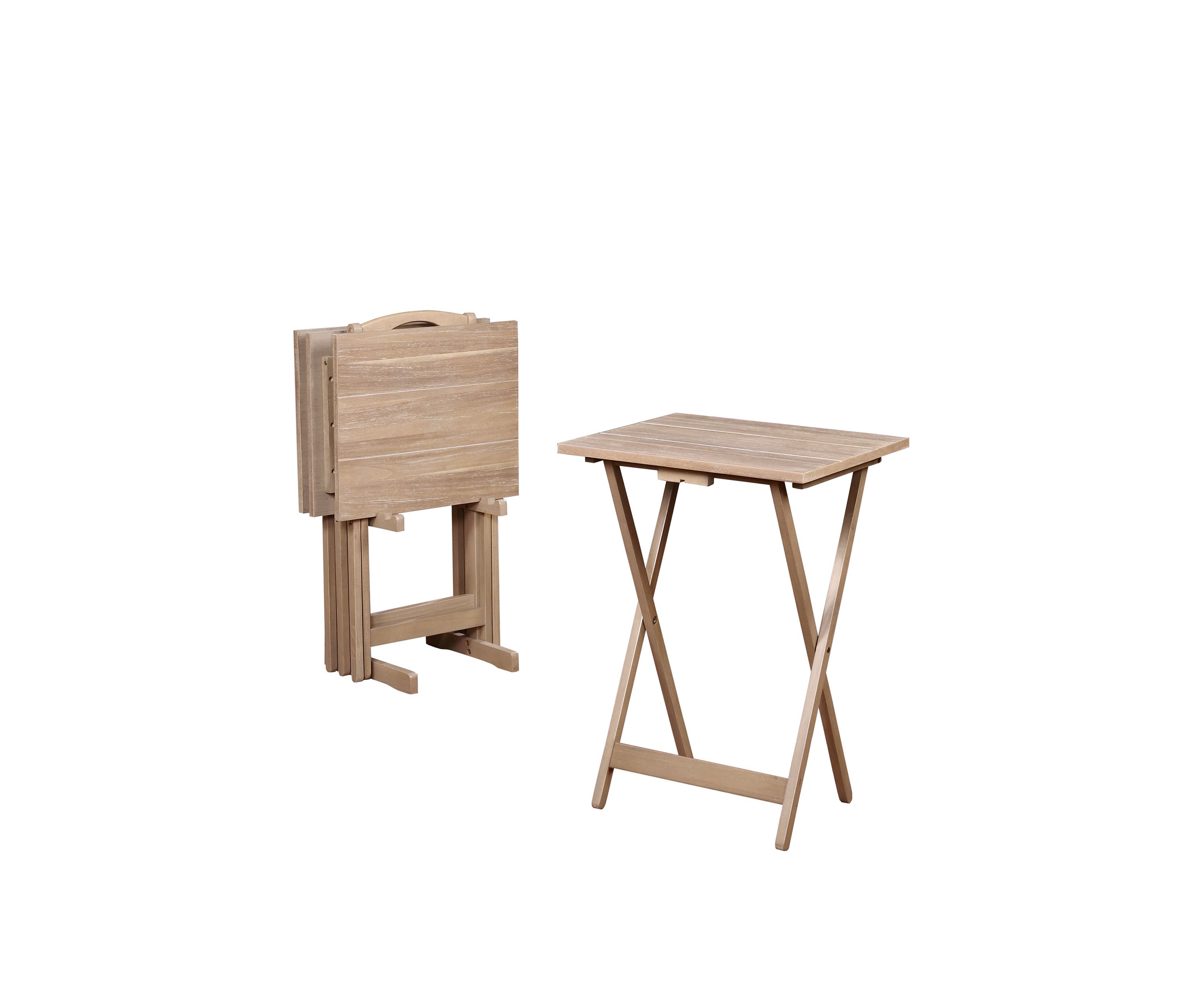 Vance Gray Acacia Tray Table Set