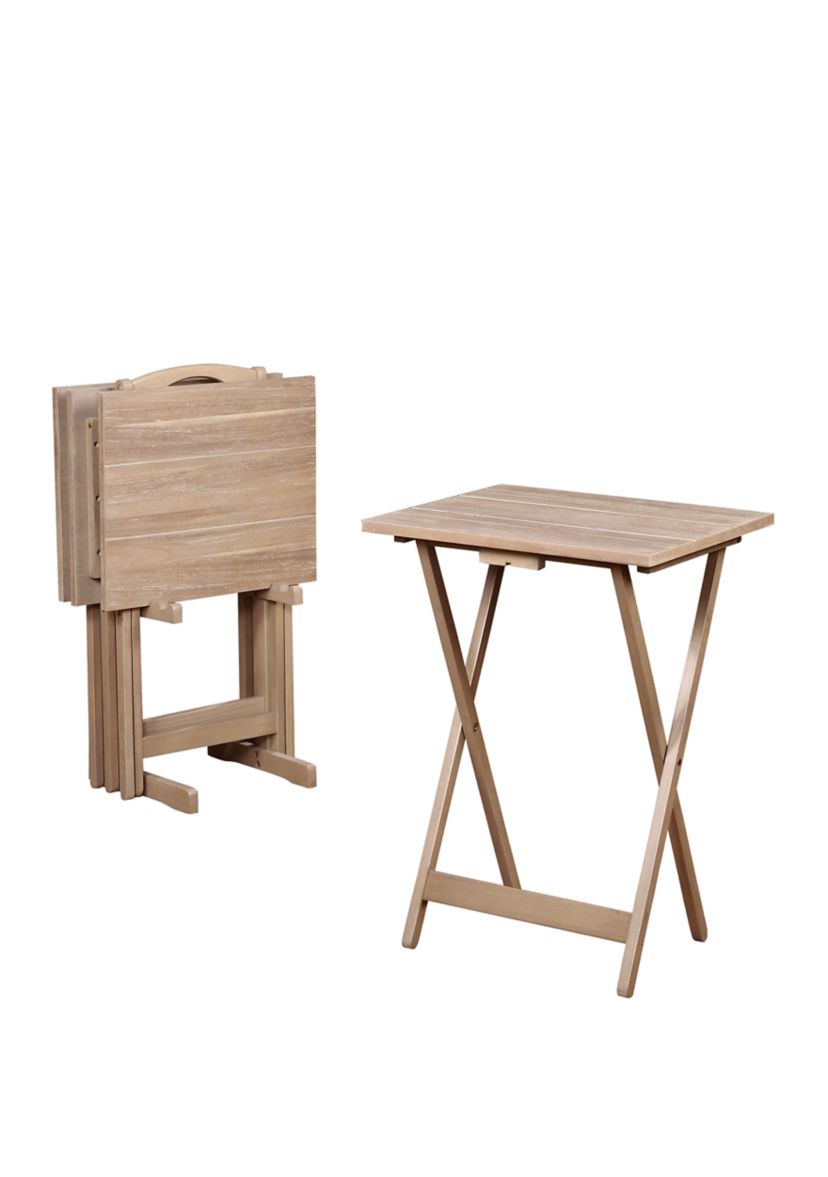 Vance Gray Acacia Tray Table Set
