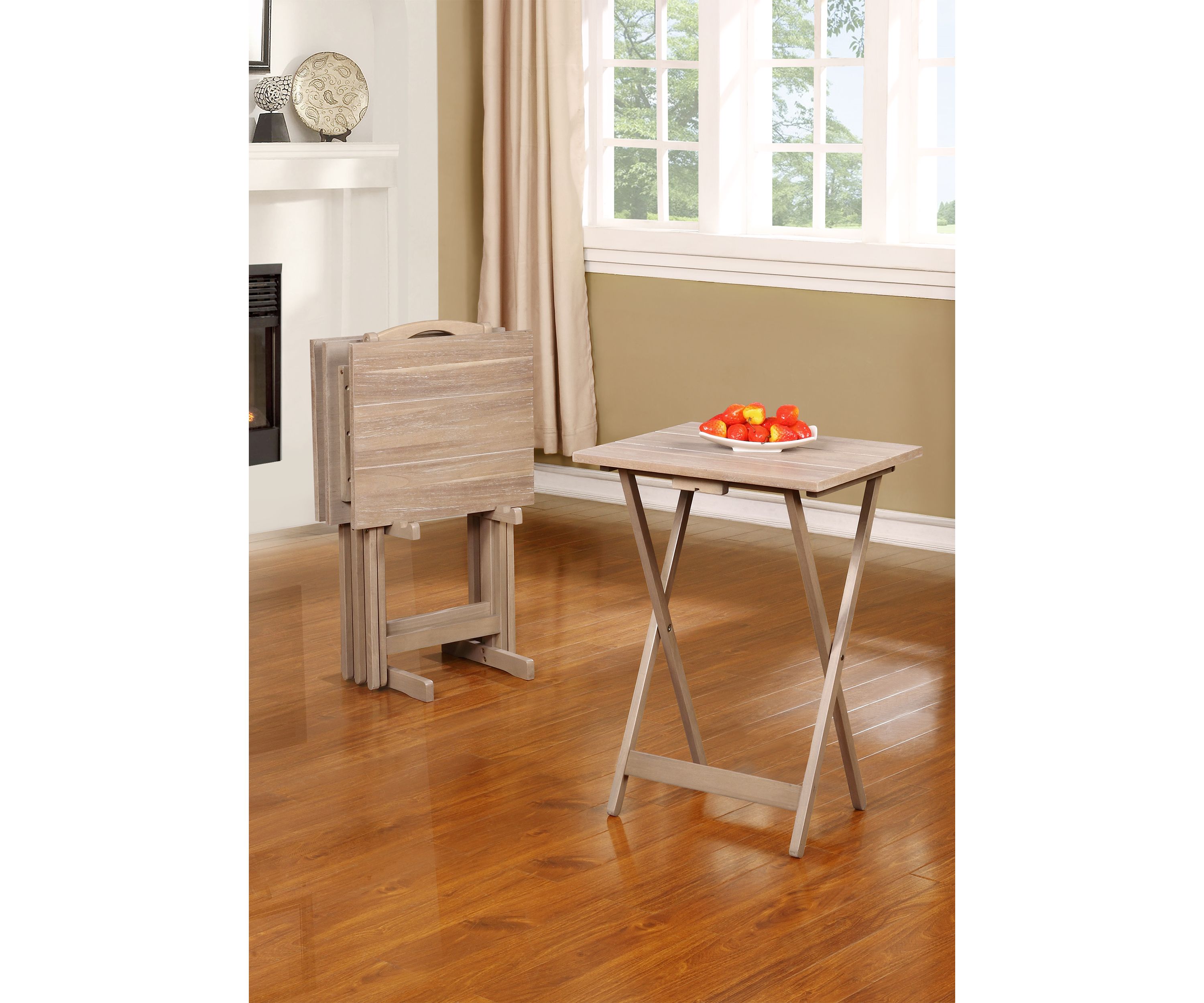 Vance Gray Acacia Tray Table Set