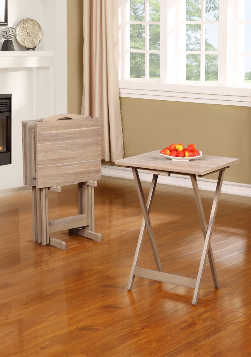 Vance Gray Acacia Tray Table Set