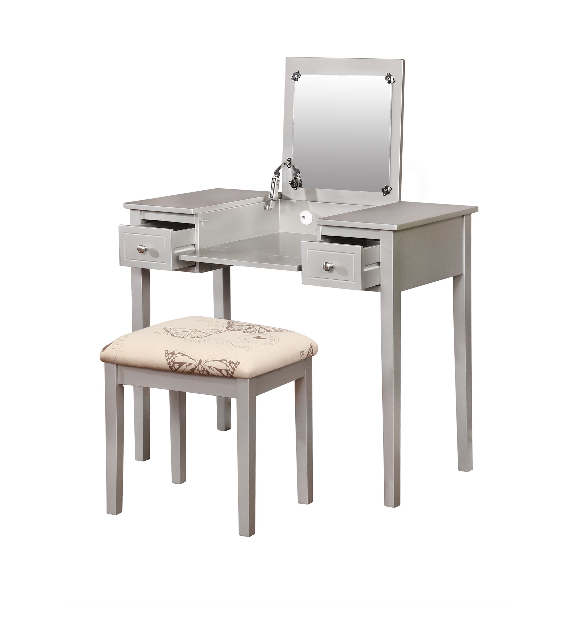 Drea Silver Butterfly Vanity Set