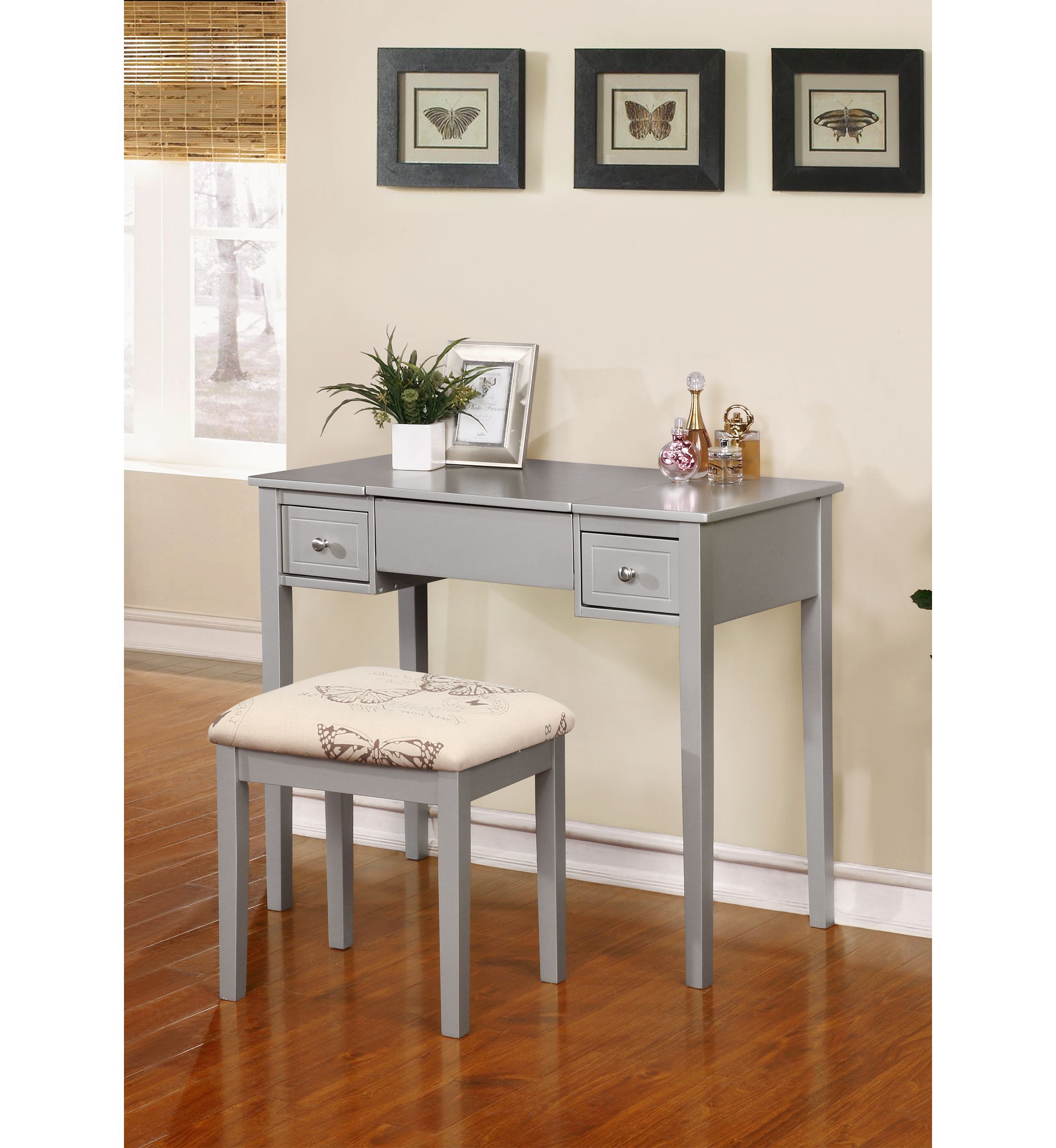 Drea Silver Butterfly Vanity Set