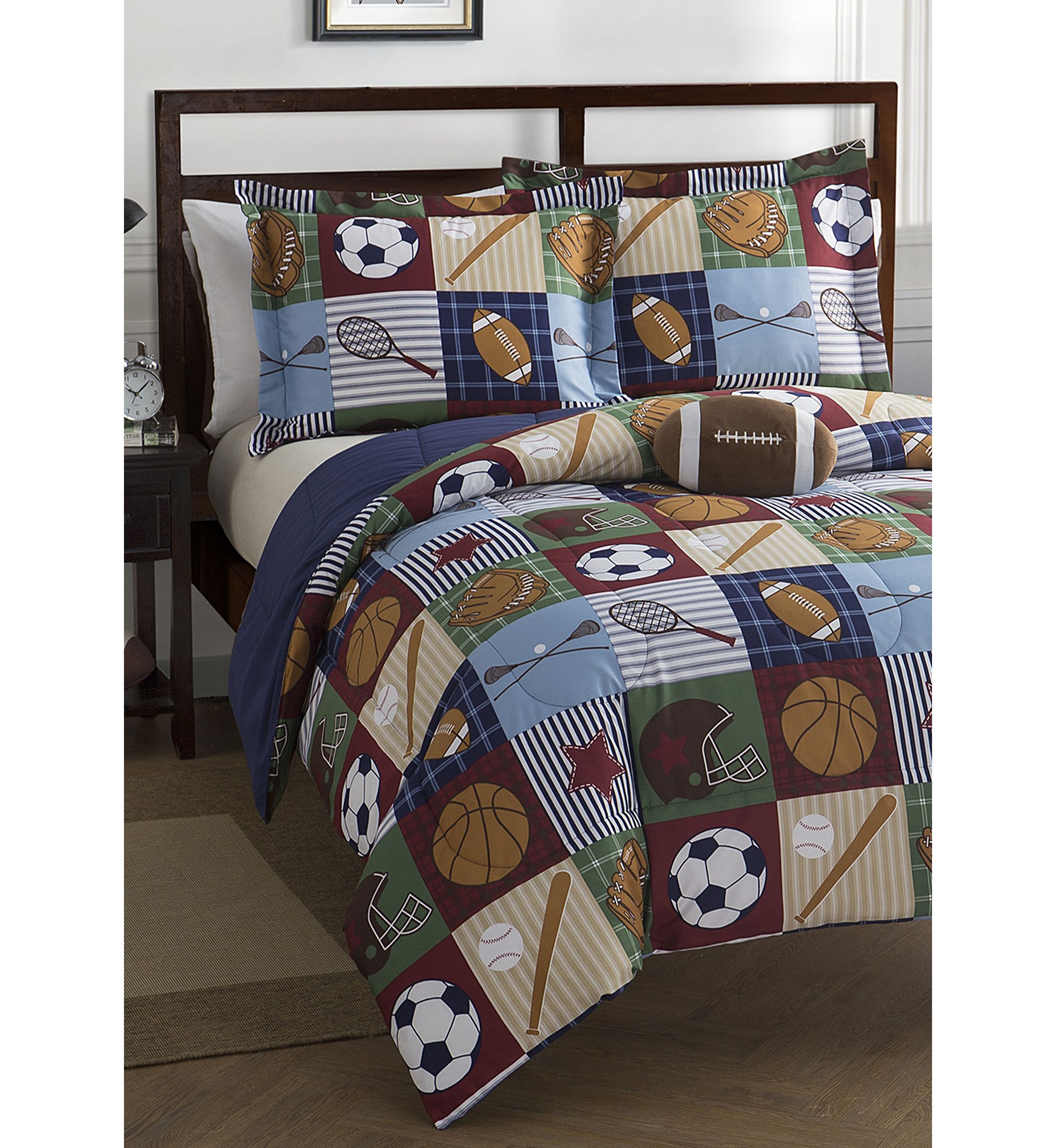 Team Sport Collegiate Comforter Set with Football Novelty Pillow