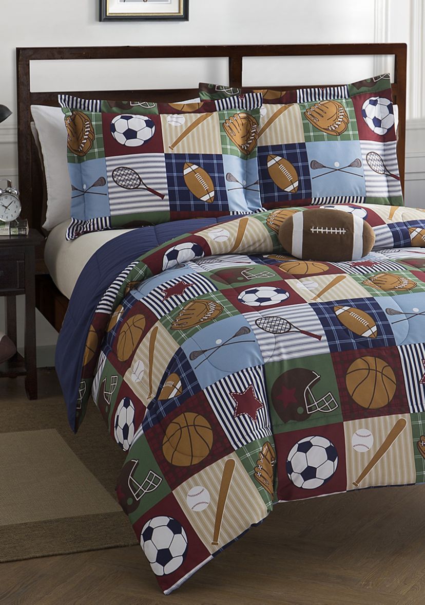 Team Sport Collegiate Comforter Set with Football Novelty Pillow